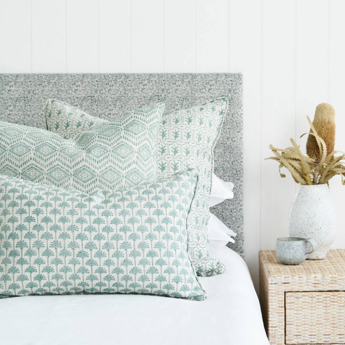 Cassis Celadon Linen Cushion, 22" x 22" Anna Hislop Home