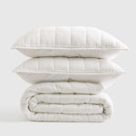 European Linen Box Quilt Collection, White