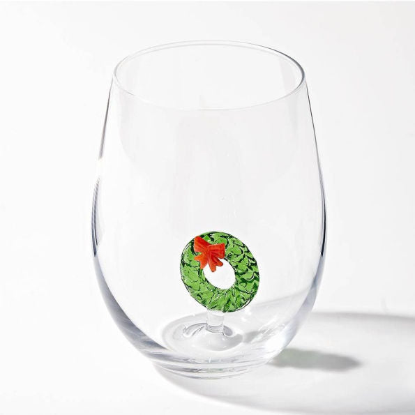 Wreath Icon Stemless Wine Glass