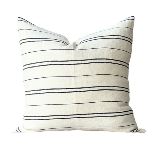 Hudson Stripe Light on Natural - Black, 20" x 20"