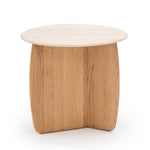 Eden Side Table, Light Oak/Travertine, 21.7" Dia × 19.7"H