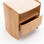 Tathra Nightstand,  Light Oak with Travertine Top, 21.7"W