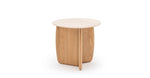 Eden Side Table, Light Oak/Travertine, 21.7" Dia × 19.7"H