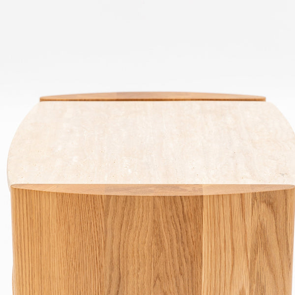 Tathra Nightstand,  Light Oak with Travertine Top, 21.7"W