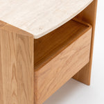 Tathra Nightstand,  Light Oak with Travertine Top, 21.7"W