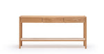 Nell Console Table, Light Oak with Travertine Shelf, 63"W × 13.75"D × 29.5"H