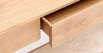 Nell Console Table, Light Oak with Travertine Shelf, 63"W × 13.75"D × 29.5"H