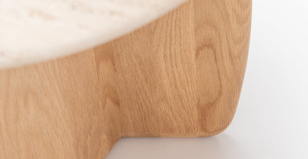 Eden Side Table, Light Oak/Travertine, 21.7" Dia × 19.7"H