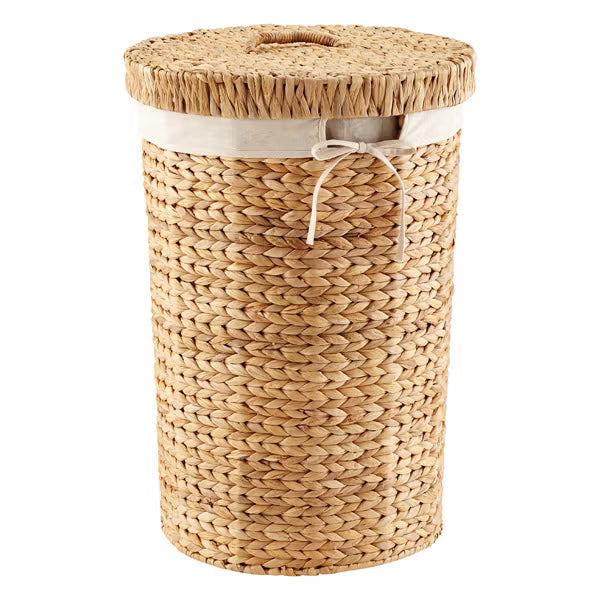 Round Water Hyacinth Hamper, 17.38"Dia