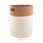 Cotton Rope & Jute Hamper Natural, 16.5" Dia