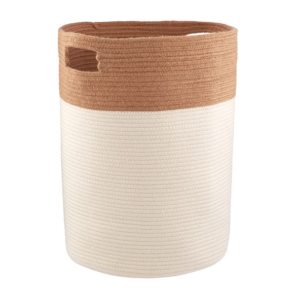 Cotton Rope & Jute Hamper Natural, 16.5" Dia