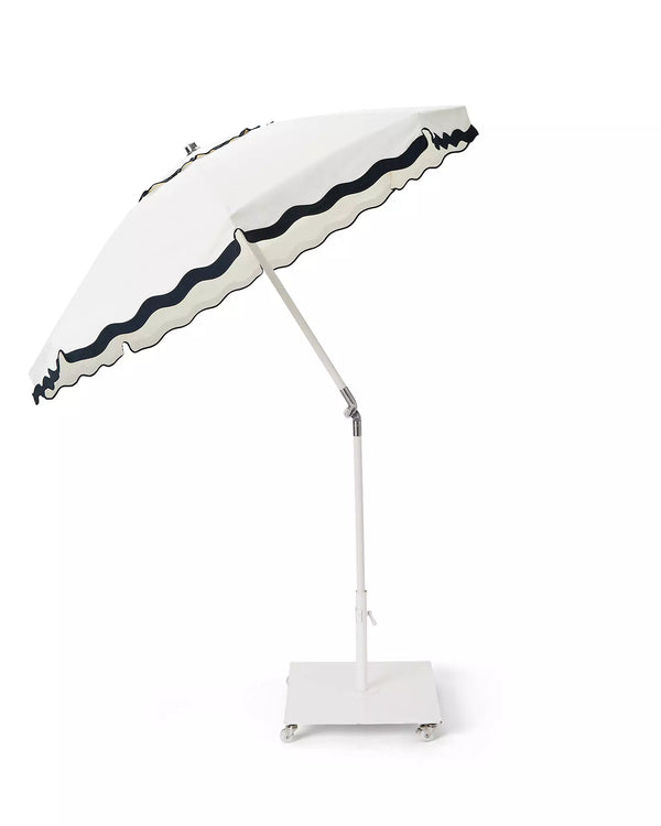 Wave Club Umbrella - White with Navy Trim