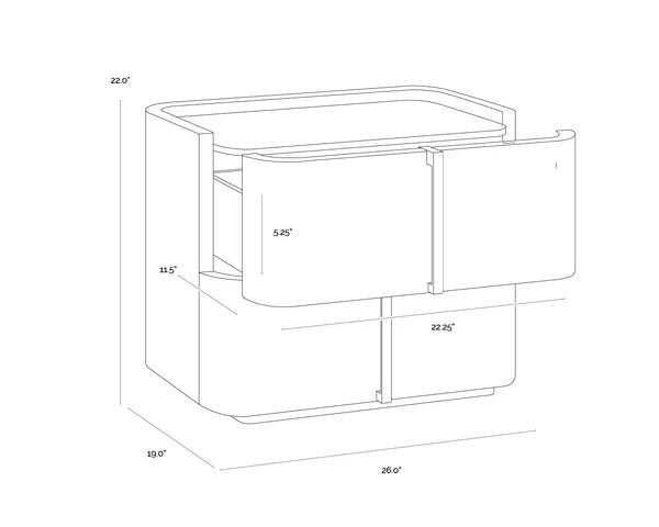 Jamille Nightstand 26"W