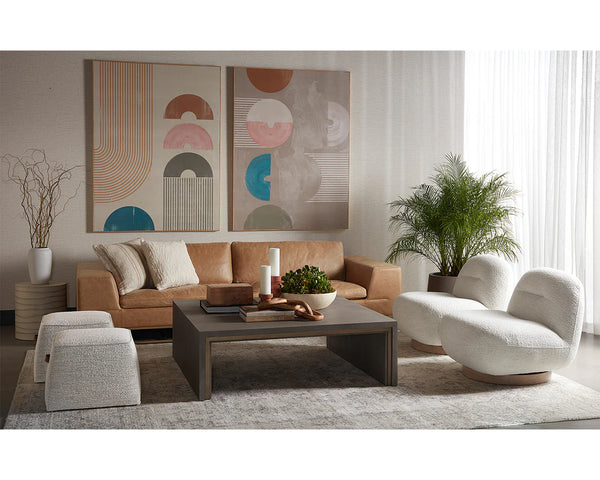 Franze Swivel Lounge Chair, Merino Pearl Performance Fabric