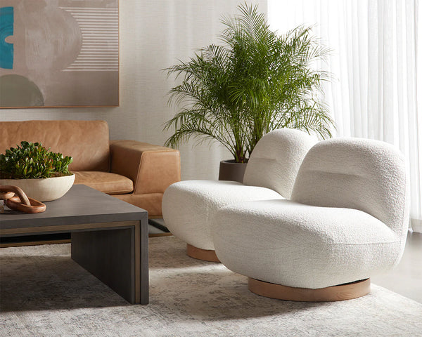 Franze Swivel Lounge Chair, Merino Pearl Performance Fabric