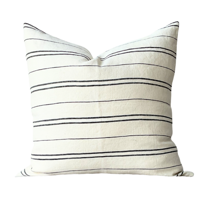 Hudson Stripe Light on Natural - Black, 20" x 20"