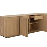 Kalla Media Console or Sideboard, Rustic Oak, 84"W x 19"D x 28.5"H