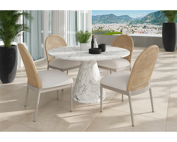 Calandri Outdoor Dining Chair, Natural/Louis Cream