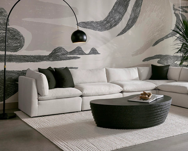 Reve Sectional, Effie Linen with moveable Ottoman