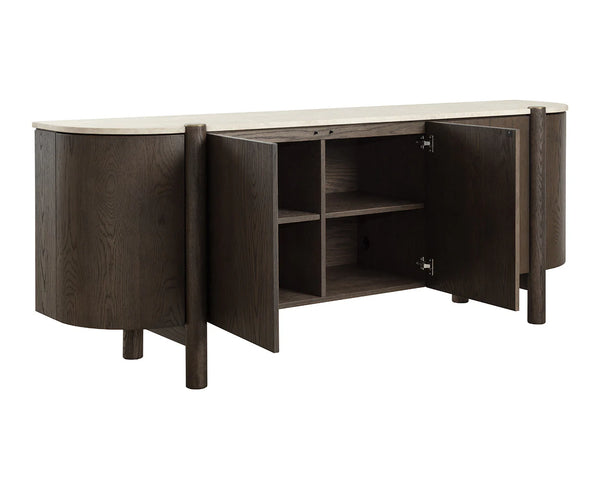 Banyan Sideboard, Mocha Brown/Marble, 87"W x 20.5"D x 33"H