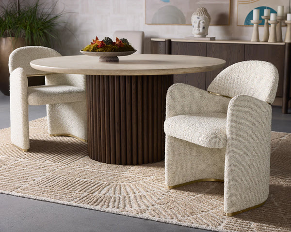 Banyan Dining Table, Mocha Brown/Marble, 59" Round