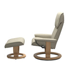 Admiral Classic Base Chair and Ottoman, Paloma Light Grey/Oak