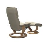 Admiral Classic Base Chair and Ottoman, Paloma Light Grey/Oak