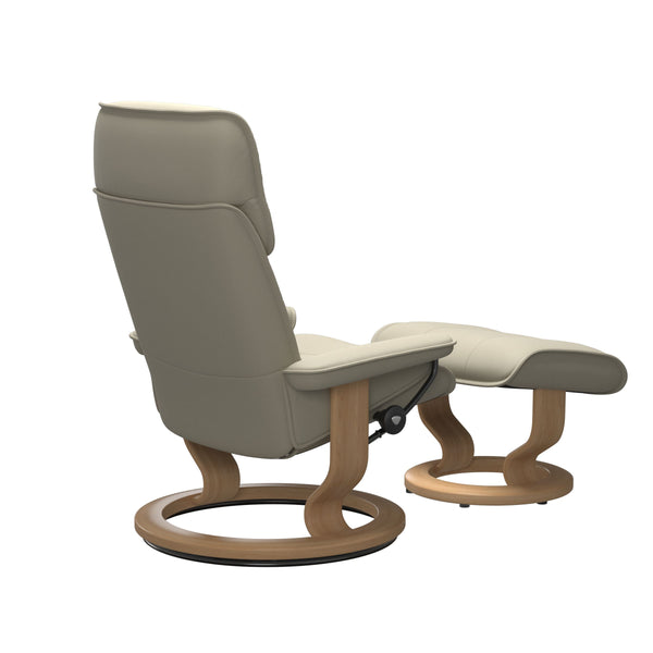 Admiral Classic Base Chair and Ottoman, Paloma Light Grey/Oak