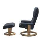 Admiral Classic Base Chair and Ottoman, Paloma Oxford Blue/Walnut (Large)