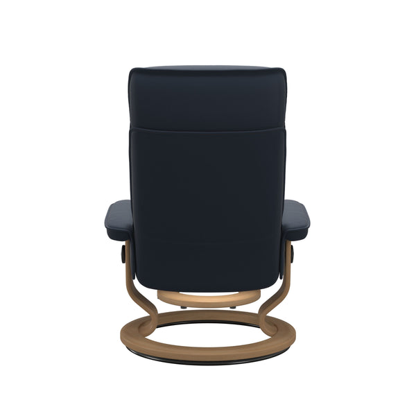 Admiral Classic Base Chair and Ottoman, Paloma Oxford Blue/Walnut (Large)