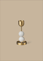 Beaded Fountain Brass Candle Holder, White, Large