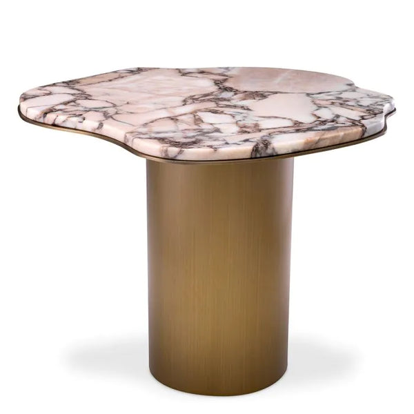 Shapiro Side Table, Brushed Brass/Marble Top