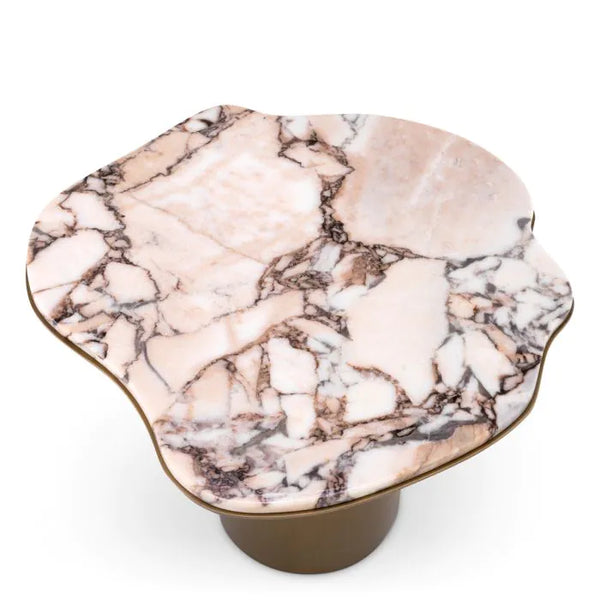 Shapiro Side Table, Brushed Brass/Marble Top