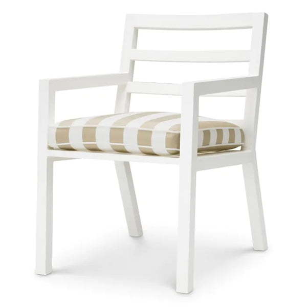 Antibes Delta Outdoor Dining Chair, Matte White/Florent Beige