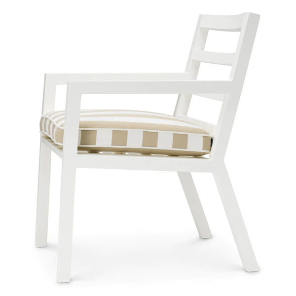 Antibes Delta Outdoor Dining Chair, Matte White/Florent Beige