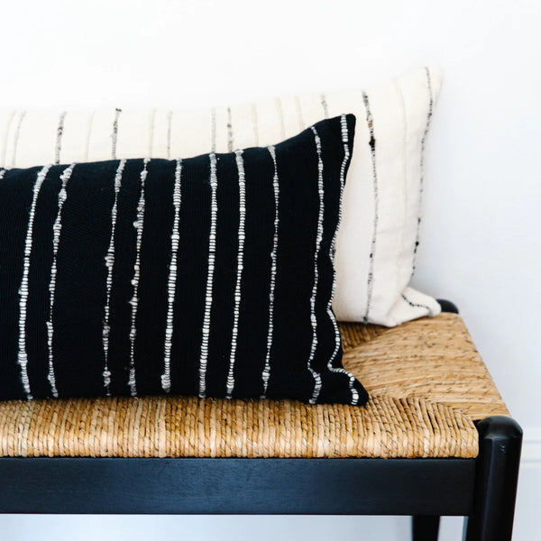 Carmen Black With Grey Stripe, 14" x 36"