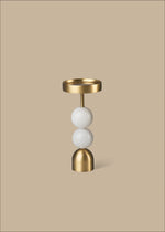 Beaded Fountain Brass Candle Holder, White, Large