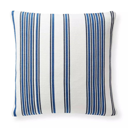 Coastline Pillow - French Blue/Navy, 22" x 22"
