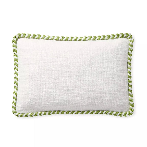 Windward Indoor/Outdoor Lumbar Pillow - White/Grass, 12" x 18"