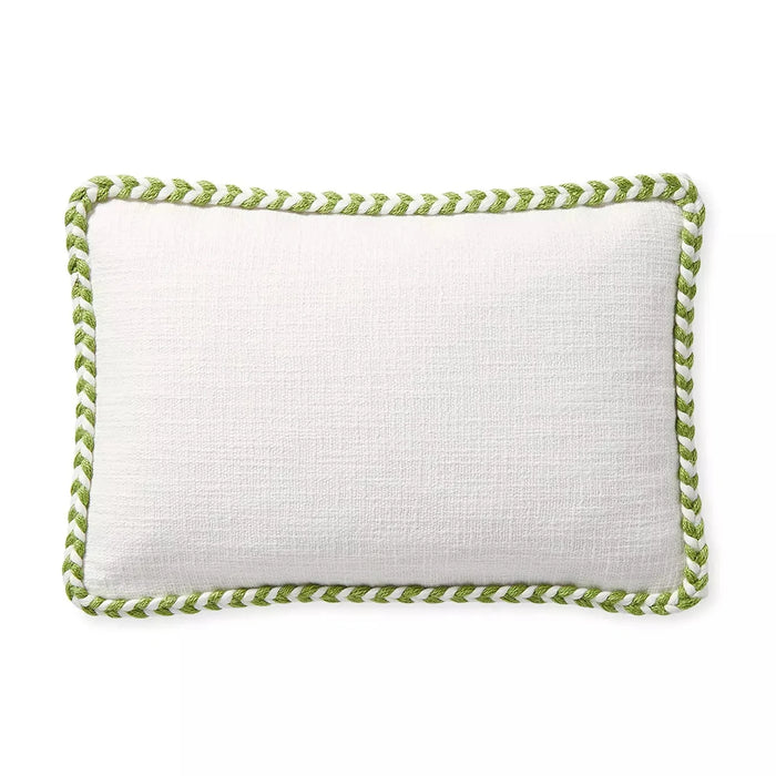 Windward Indoor/Outdoor Lumbar Pillow - White/Grass, 12" x 18"