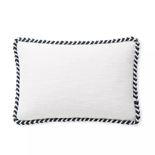 Windward Indoor/Outdoor Lumbar Pillow - White/Navy, 12" x 18"