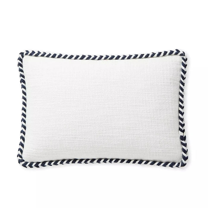 Windward Indoor/Outdoor Lumbar Pillow - White/Navy, 12" x 18"