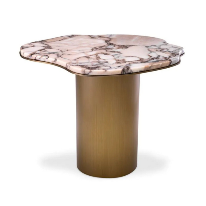Shapiro Side Table, Brushed Brass/Marble Top