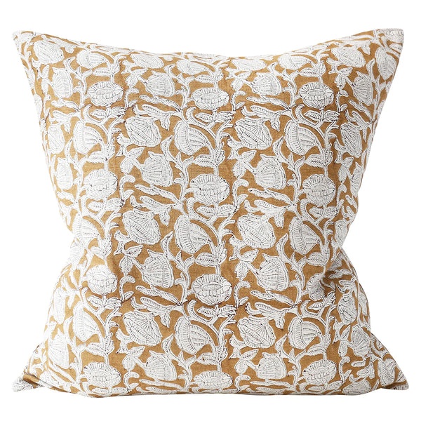 Marbella Saffron Linen Cushion 22"x 22"