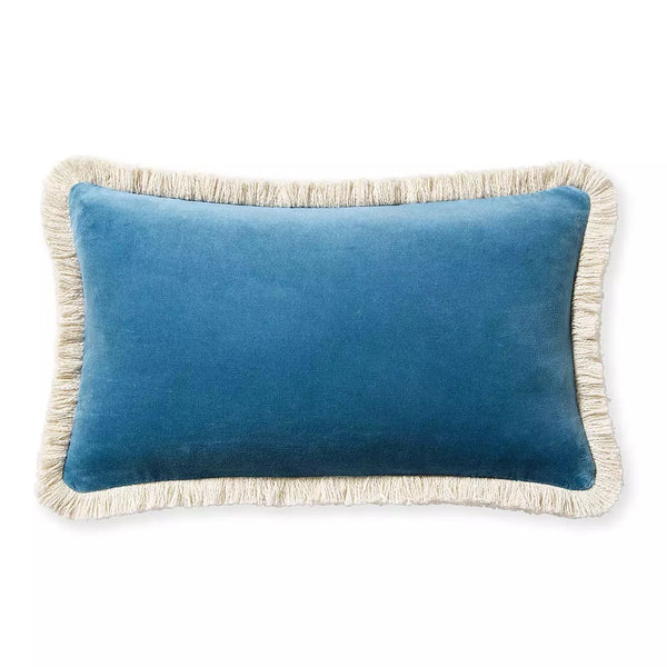 Bowden Velvet Pillow - Captain's Blue, 12" x 21"