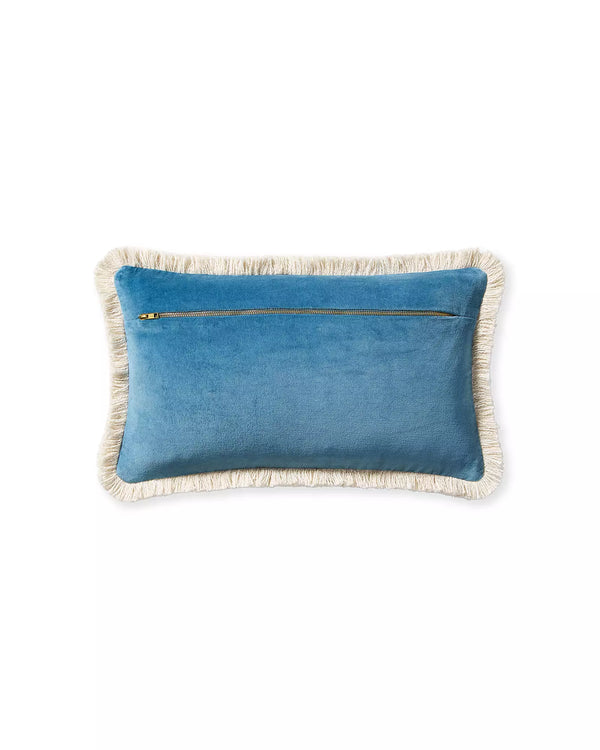 Bowden Velvet Pillow - Captain's Blue, 12" x 21"