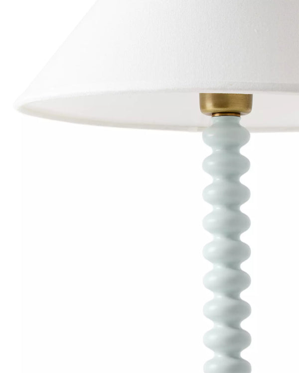 Piccolo Petite Table Lamp - Sky Base/White Linen Shade, 14"H