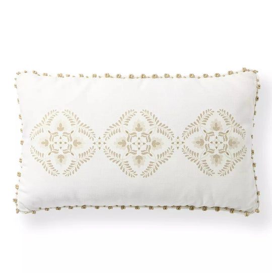 Altamar Pillow - Sea Salt/Pale Khaki, 12" x 21"