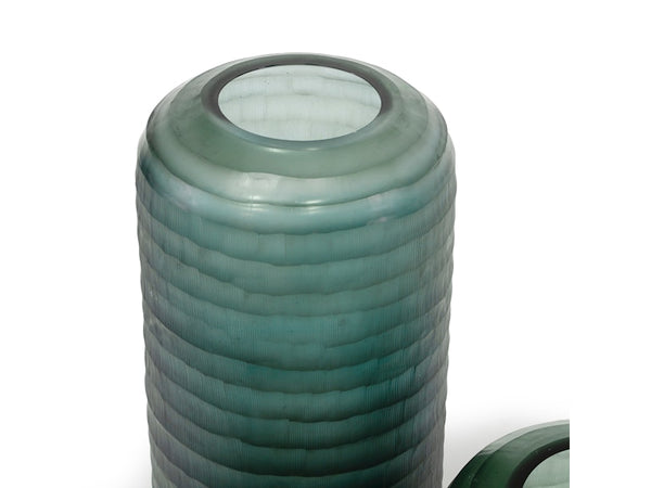 Zanzibar Glass Vase, Tall, Sea Green, 9"Dia x 19"H