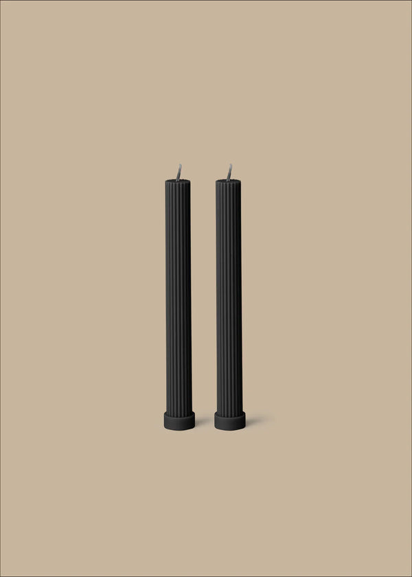 Column Pillar Candle Duo, Black
